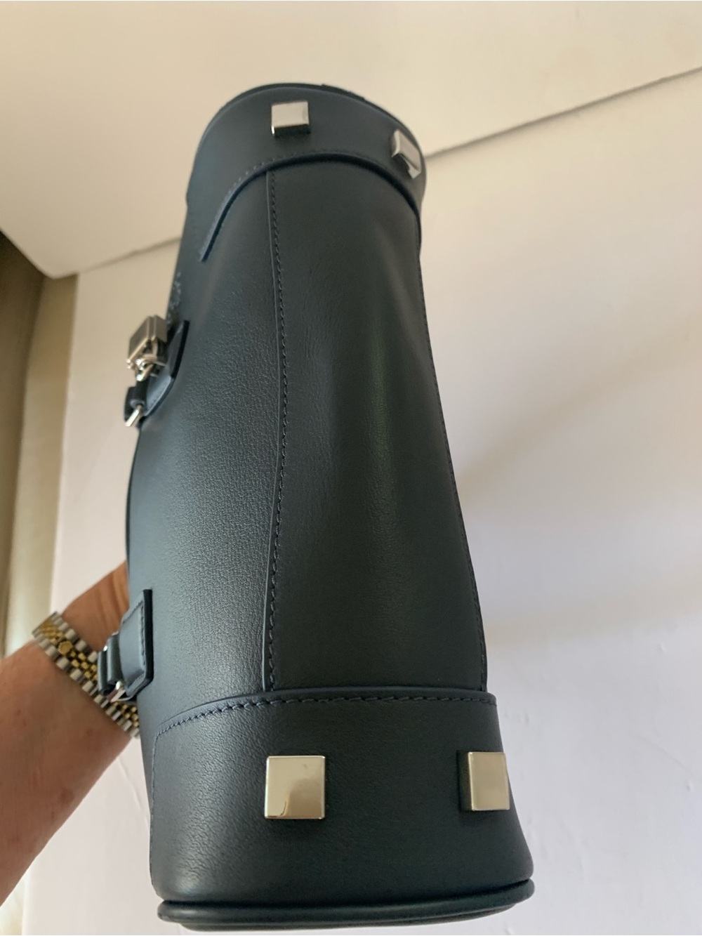 Loewe Amazonia Blue Leather Top-Handle Satchel - Picture 6 of 6